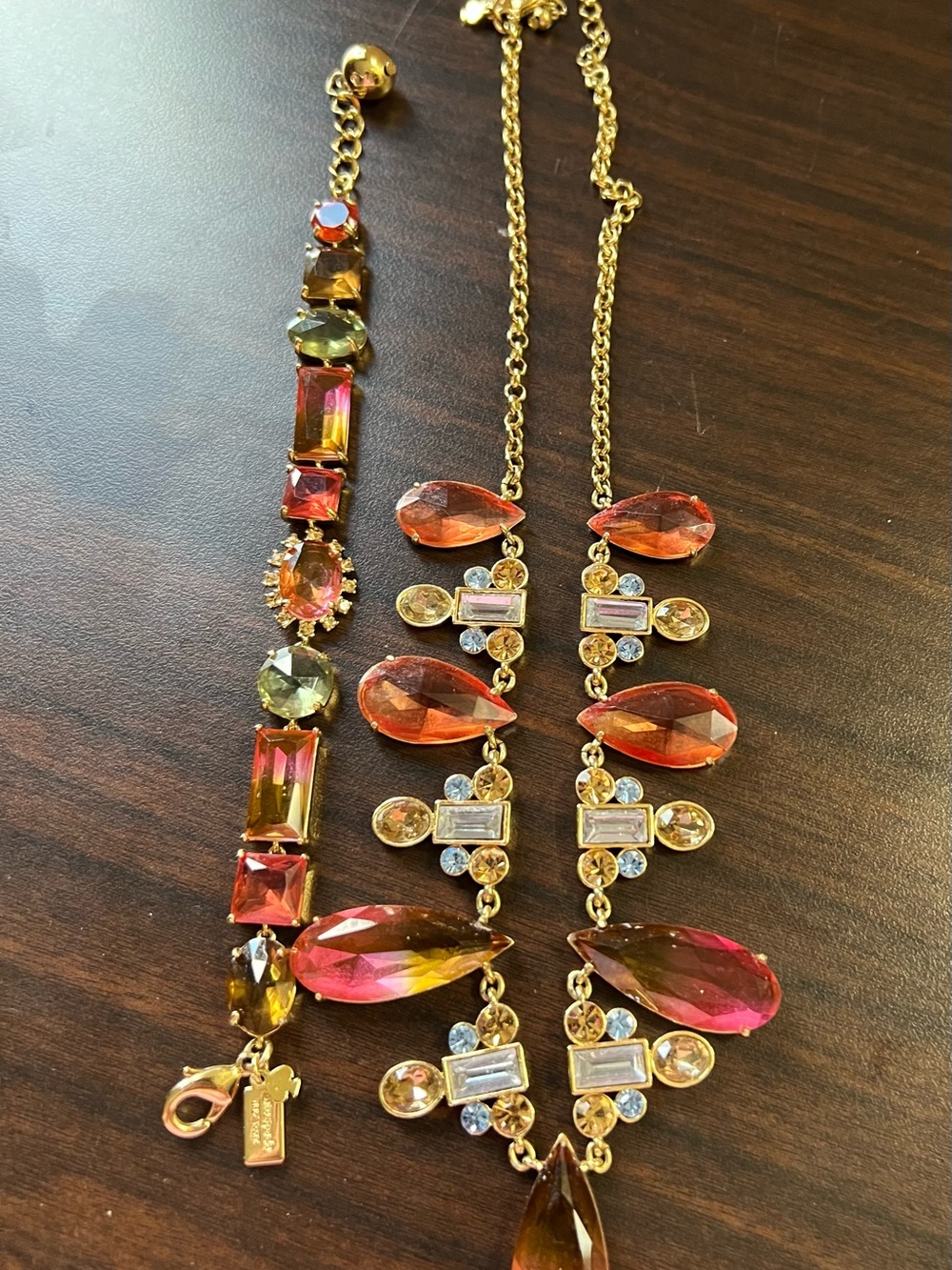KATE SPADE Gold-Tone Multicolor Teardrop and Faceted Crystal Necklace/Bracelet